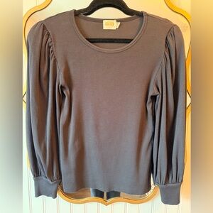 Nation LTD Faded Black Ribbed Long Sleeve Top